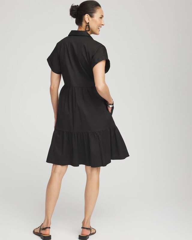 Poplin Diagonal Button Front Dress - image 3